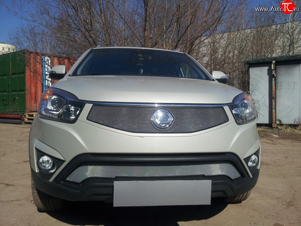 1 539 р. Верхняя сетка на бампер Russtal (хром) SSANGYONG Actyon рестайлинг (2013-2021)  с доставкой в г. Майкоп