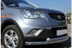 15 049 р. Защита переднего бампера (2 трубыØ76 и 42 мм, нержавейка) Russtal SSANGYONG Actyon дорестайлинг (2010-2013)  с доставкой в г. Майкоп. Увеличить фотографию 2
