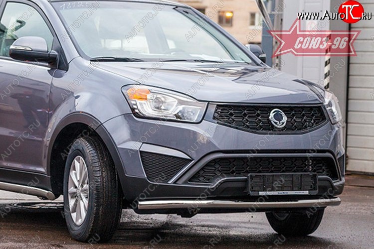 12 329 р. Защита переднего бампера одинарная рестайлинг Souz-96 (d60). SSANGYONG Actyon дорестайлинг (2010-2013)  с доставкой в г. Майкоп