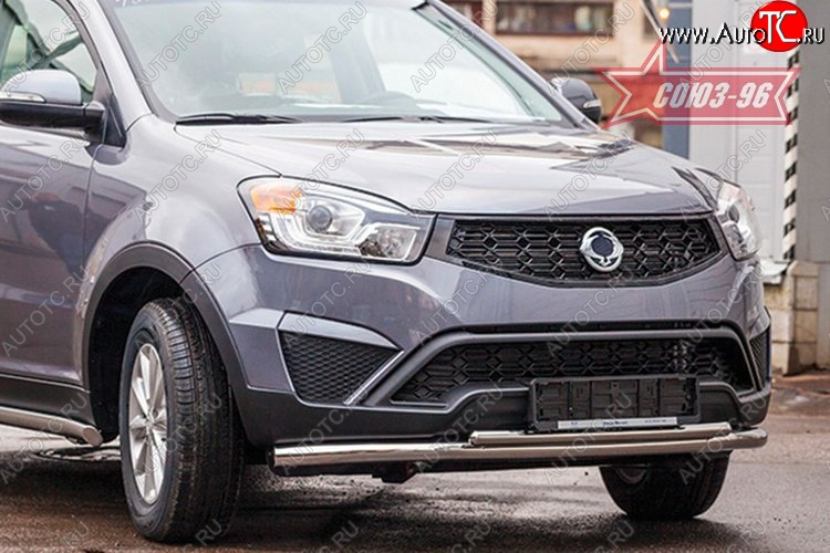 14 264 р. Защита переднего бампера двойная Souz-96 (d60/42). SSANGYONG Actyon рестайлинг (2013-2021)  с доставкой в г. Майкоп