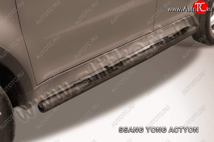 12 399 р. Защита порогов Slitkoff  SSANGYONG Actyon (2010-2013) дорестайлинг (Цвет: серебристый)  с доставкой в г. Майкоп