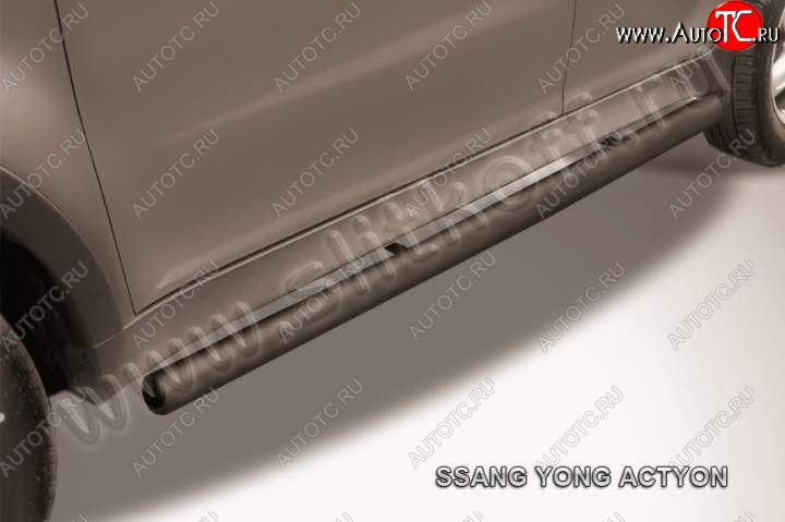 10 599 р. Защита порогов Slitkoff  SSANGYONG Actyon (2010-2013) дорестайлинг (Цвет: серебристый)  с доставкой в г. Майкоп