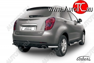 9 269 р. Защита заднего бампера Arbori (уголки, нержавейка, 1 труба d57 mm) SSANGYONG Actyon дорестайлинг (2010-2013)  с доставкой в г. Майкоп