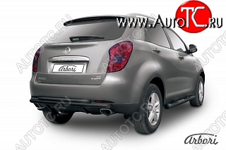 6 029 р. Защита заднего бампера Arbori (черная, 2 трубы d57 и 42 mm) SSANGYONG Actyon дорестайлинг (2010-2013)  с доставкой в г. Майкоп