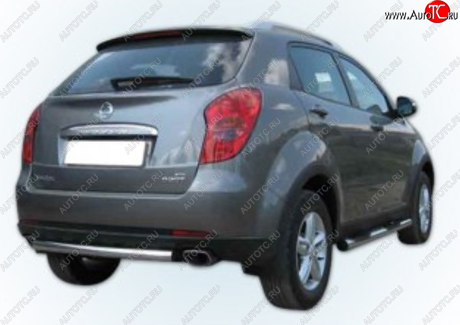 6 849 р. Одинарная защита заднего бампера Slitkoff 57мм короткая SSANGYONG Actyon дорестайлинг (2010-2013) (Цвет: нержавеющая полированная сталь)  с доставкой в г. Майкоп