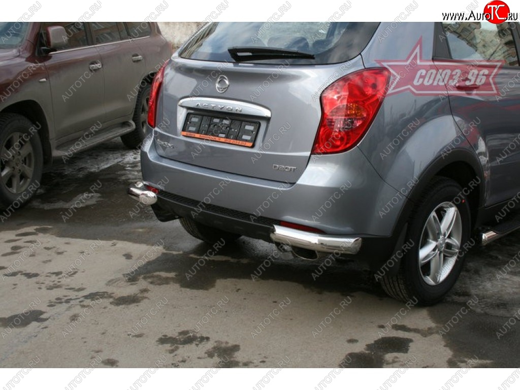 13 949 р. Угловая защита заднего бампера d76 Souz-96 SSANGYONG Actyon дорестайлинг (2010-2013)  с доставкой в г. Майкоп