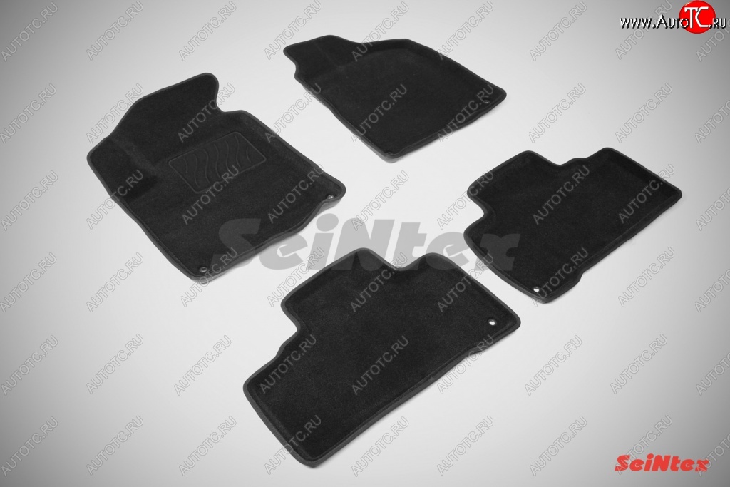 5 449 р. Износостойкие коврики в салон SeiNtex Premium 3D 4 шт. (ворсовые, черные) SSANGYONG Actyon дорестайлинг (2010-2013)  с доставкой в г. Майкоп