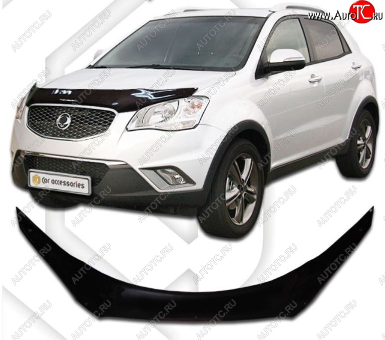 2 199 р. Дефлектор капота CA-Plastic  SSANGYONG Korando  3 (2010-2025) дорестайлинг (Classic черный, Без надписи)  с доставкой в г. Майкоп