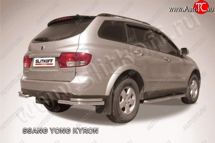 6 899 р. Уголки d57+d42 двойные  SSANGYONG Kyron (2005-2007) дорестайлинг (Цвет: серебристый)  с доставкой в г. Майкоп