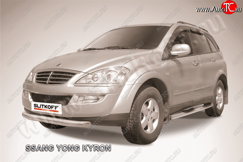 13 499 р. Защита переднего бампера Slitkoff (Ø76 мм).  SSANGYONG Kyron (2007-2016) рестайлинг (полированная нержавейка)  с доставкой в г. Майкоп