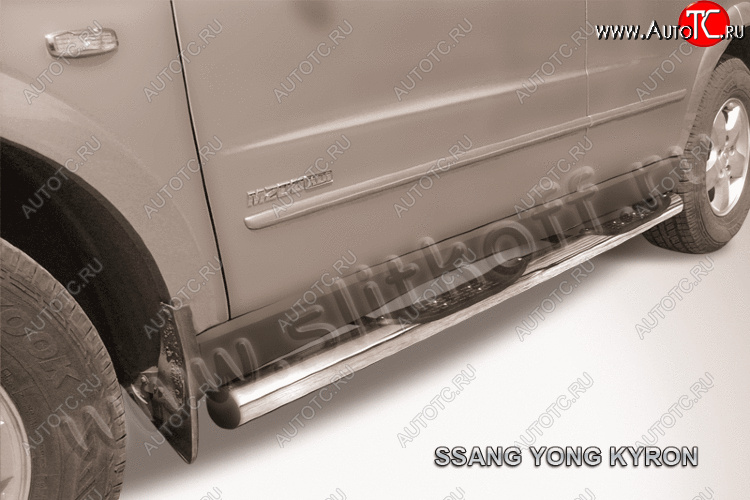 17 699 р. Защита порогов Slitkoff (Ø76 мм, с проступями)  SSANGYONG Kyron (2007-2016) рестайлинг (полированная нержавейка)  с доставкой в г. Майкоп