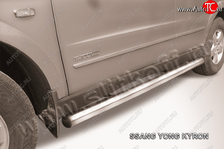 14 999 р. Защита порогов Slitkoff (Ø76 мм)  SSANGYONG Kyron (2007-2016) рестайлинг (полированная нержавейка)  с доставкой в г. Майкоп