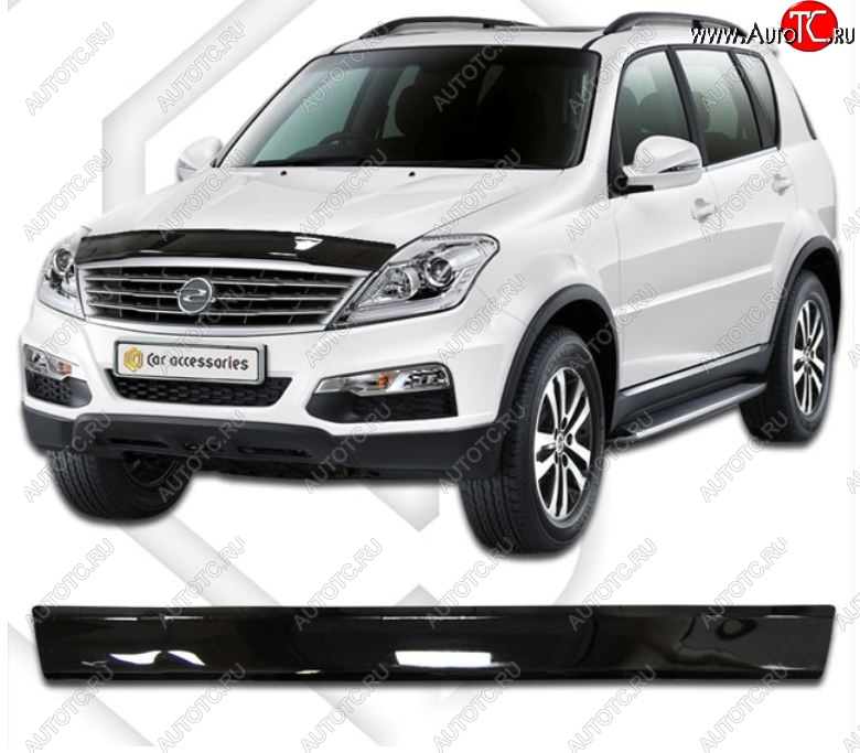1 839 р. Дефлектор капота CA-Plastiс  SSANGYONG Rexton  Y290 (2012-2017) (Classic черный, Без надписи)  с доставкой в г. Майкоп