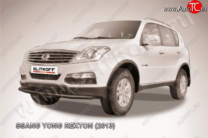 7 899 р. Защита переднего бампер Slitkoff SSANGYONG Rexton Y290 (2012-2017) (Цвет: серебристый)  с доставкой в г. Майкоп