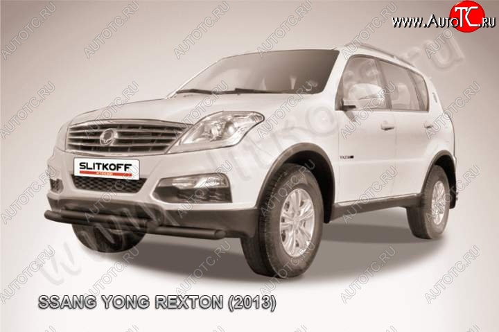 9 999 р. Защита переднего бампер Slitkoff SSANGYONG Rexton Y290 (2012-2017) (Цвет: серебристый)  с доставкой в г. Майкоп