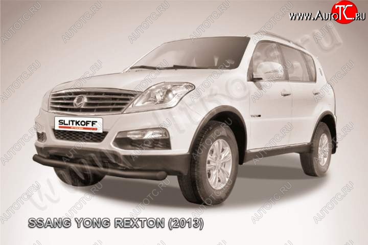8 999 р. Защита переднего бампер Slitkoff SSANGYONG Rexton Y290 (2012-2017) (Цвет: серебристый)  с доставкой в г. Майкоп