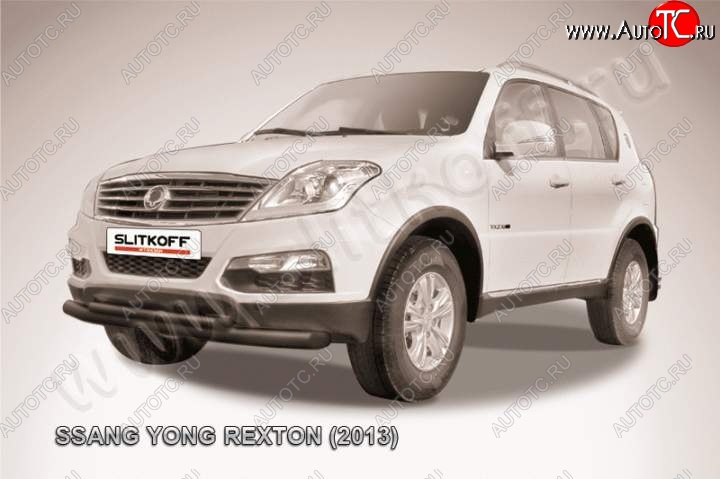 10 999 р. Защита переднего бампер Slitkoff  SSANGYONG Rexton  Y290 (2012-2017) (Цвет: серебристый)  с доставкой в г. Майкоп