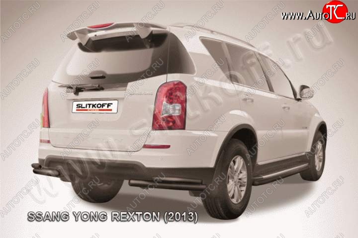 6 799 р. Уголки d57+d42 двойные  SSANGYONG Rexton  Y290 (2012-2017) (Цвет: серебристый)  с доставкой в г. Майкоп