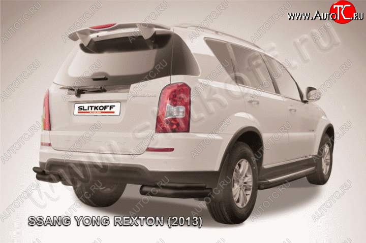 7 899 р. Уголки d76+d42 двойные SSANGYONG Rexton Y290 (2012-2017) (Цвет: серебристый)  с доставкой в г. Майкоп