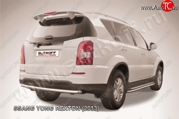 8 699 р. Защита заднего бампера из трубы диаметром 57 мм Slitkoff  SSANGYONG Rexton  Y290 (2012-2017) (Цвет: нержавеющая полированная сталь)  с доставкой в г. Майкоп