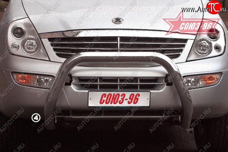 16 064 р. Защита переднего бампера (с кенгурином и подножкой) Souz-96 (d76) SSANGYONG Rexton Y200 (2001-2006)  с доставкой в г. Майкоп