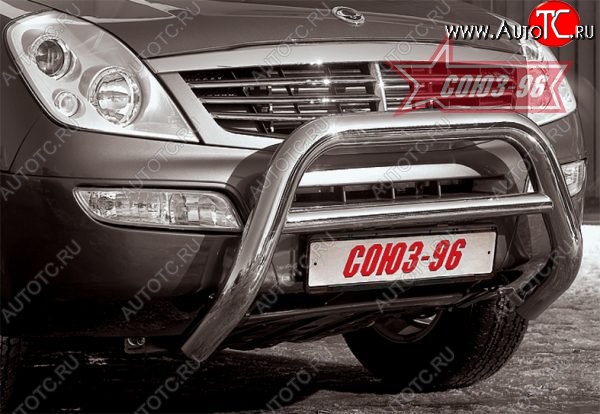 16 064 р. Защита переднего бампера (без кенгурина и подножек) Souz-96 (d76) SSANGYONG Rexton Y200 (2001-2006)  с доставкой в г. Майкоп