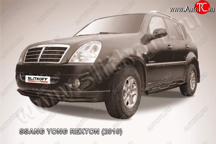 8 999 р. Защита переднего бампер Slitkoff  SSANGYONG Rexton  Y250 (2006-2012) (Цвет: серебристый)  с доставкой в г. Майкоп