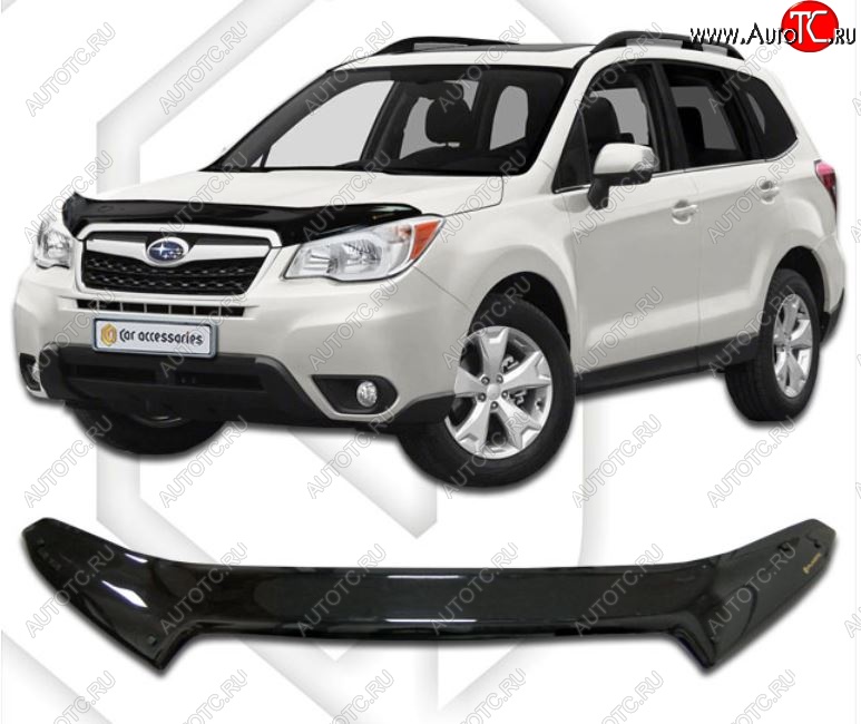 2 379 р. Дефлектор капота CA-Plastic Subaru Forester SJ дорестайлинг (2012-2016) (Classic черный, Без надписи)  с доставкой в г. Майкоп