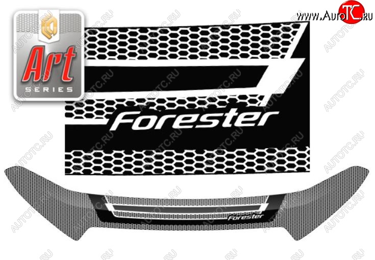2 479 р. Дефлектор капота CA-Plastiс  Subaru Forester  SJ (2012-2019) дорестайлинг, рестайлинг (Серия Art серебро)  с доставкой в г. Майкоп