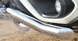 22 999 р. Защита переднего бампера (2 трубыØ63 мм, волна, нержавейка) SLITKOFF  Subaru Forester  SJ (2012-2016) дорестайлинг  с доставкой в г. Майкоп. Увеличить фотографию 3