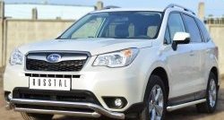 22 999 р. Защита переднего бампера (2 трубыØ63 мм, волна, нержавейка) SLITKOFF  Subaru Forester  SJ (2012-2016) дорестайлинг  с доставкой в г. Майкоп. Увеличить фотографию 4