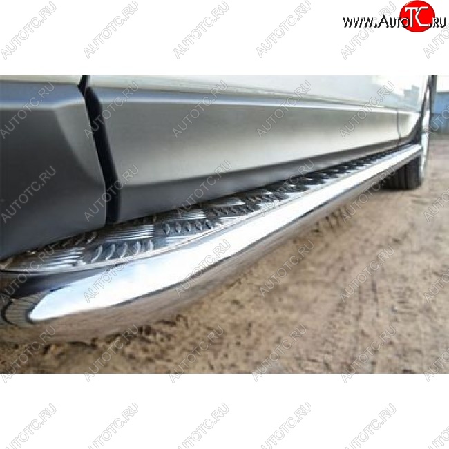 18 649 р. Широкая защита порогов с трубой диаметром 42 мм SLITKOFF v2 Subaru Forester SJ дорестайлинг (2012-2016)  с доставкой в г. Майкоп