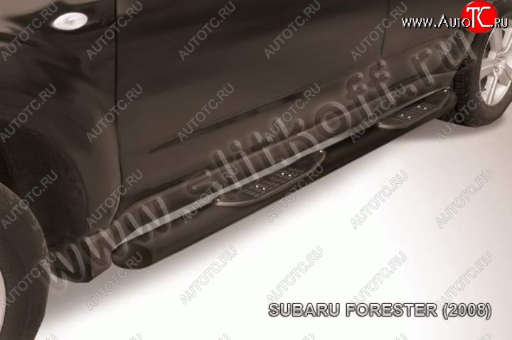 12 399 р. Защита порогов Slitkoff Subaru Forester SH (2008-2013) (Цвет: серебристый)  с доставкой в г. Майкоп