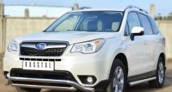 69 999 р. Защита порогов из круглой трубы диаметром 63 мм Russtal Subaru Forester SJ дорестайлинг (2012-2016) (Защита порогов с со скосами на торцах (вариант 1))  с доставкой в г. Майкоп. Увеличить фотографию 7