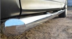 83 999 р. Защита порогов с пластиковыми вставками для ног из круглой трубы диаметром 76 мм Russtal Subaru Forester SJ дорестайлинг (2012-2016) (Защита порогов с со скосами на торцах (вариант 1))  с доставкой в г. Майкоп. Увеличить фотографию 3