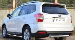 83 999 р. Защита порогов с пластиковыми вставками для ног из круглой трубы диаметром 76 мм Russtal Subaru Forester SJ дорестайлинг (2012-2016) (Защита порогов с со скосами на торцах (вариант 1))  с доставкой в г. Майкоп. Увеличить фотографию 9