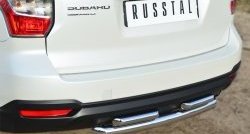 16 999 р. Защита заднего бампера (2 трубы Ø63 и 42 мм, нержавейка) SLITKOFF Subaru Forester SJ дорестайлинг (2012-2016)  с доставкой в г. Майкоп. Увеличить фотографию 2