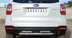 Защита заднего бампера (2 трубы Ø63 и 42 мм, нержавейка) SLITKOFF Subaru Forester  SJ (2012-2016) дорестайлинг