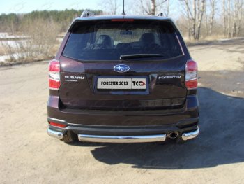 Защита заднего бампера (овальная) ТСС 75х42 мм Subaru Forester  SJ (2012-2016) дорестайлинг