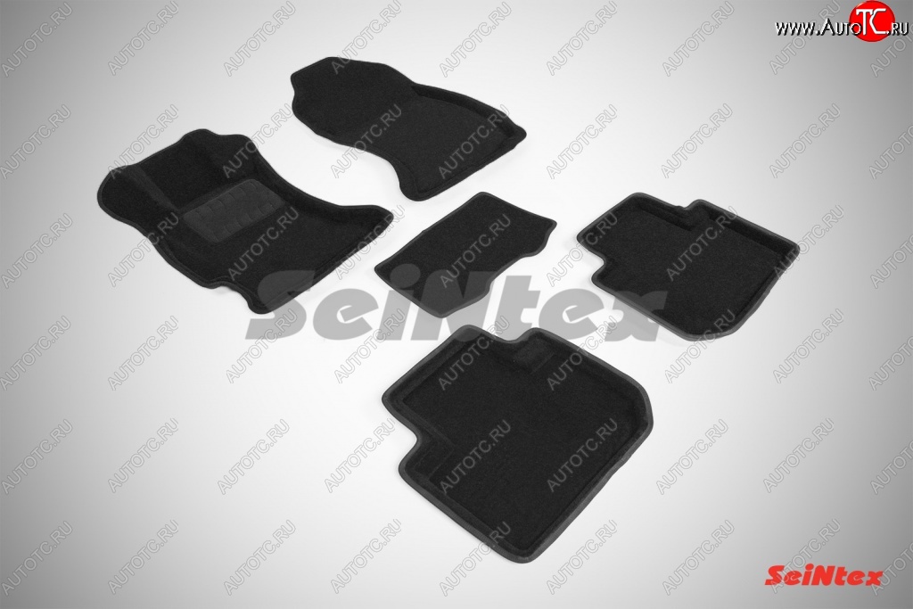 5 699 р. Износостойкие коврики в салон SeiNtex Premium 3D 4 шт. (ворсовые, черные) Subaru Forester SJ дорестайлинг (2012-2016)  с доставкой в г. Майкоп