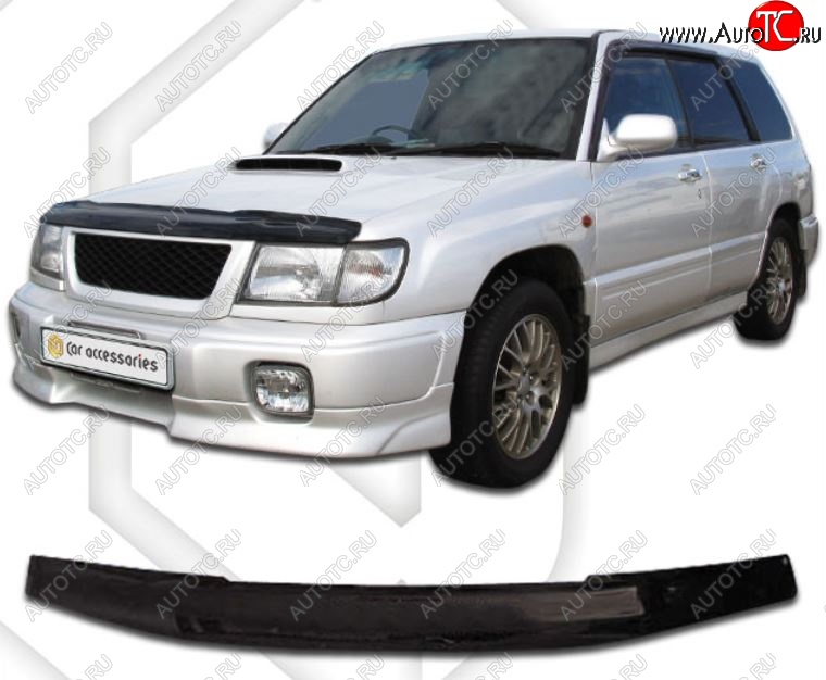 1 999 р. Дефлектор капота CA-Plastic Subaru Forester SF дорестайлинг (1997-2000) (Classic черный, Без надписи)  с доставкой в г. Майкоп