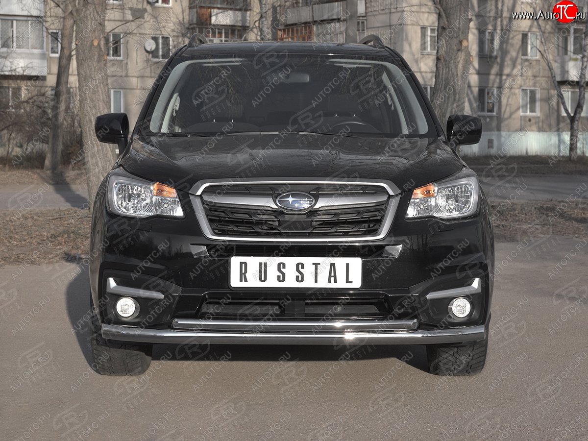 24 599 р. Защита переднего бампера SLITKOFF d63 секции-d42 дуга Subaru Forester SJ рестайлинг (2016-2019)  с доставкой в г. Майкоп