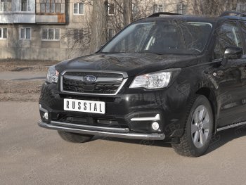 24 599 р. Защита переднего бампера SLITKOFF d63 секции-d42 дуга Subaru Forester SJ рестайлинг (2016-2019)  с доставкой в г. Майкоп. Увеличить фотографию 2