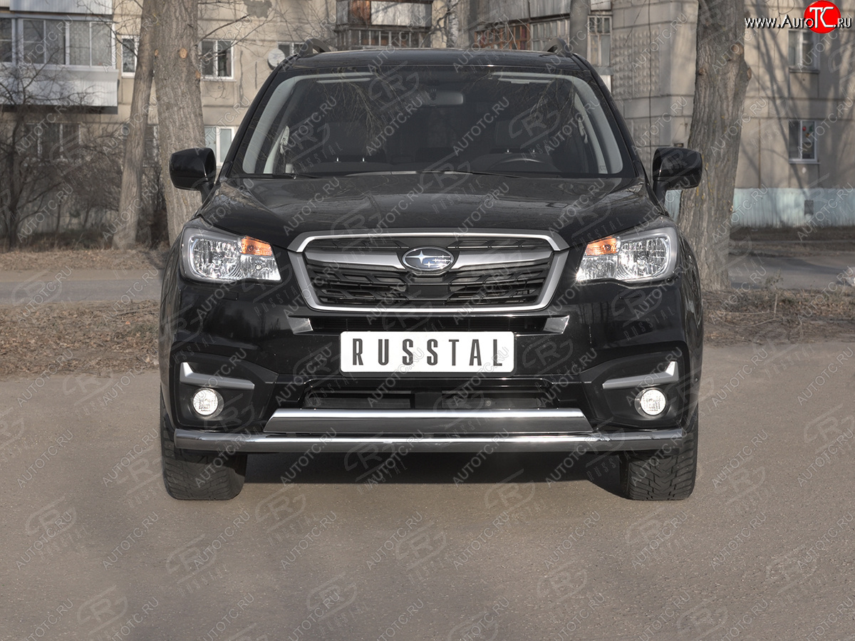 18 549 р. Защита переднего бампера (2 трубы Ø63 и 75х42 мм, нержавейка) Russtal Subaru Forester SJ рестайлинг (2016-2019)  с доставкой в г. Майкоп