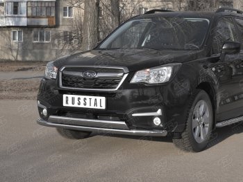 18 549 р. Защита переднего бампера (2 трубы Ø63 и 75х42 мм, нержавейка) Russtal Subaru Forester SJ рестайлинг (2016-2019)  с доставкой в г. Майкоп. Увеличить фотографию 2