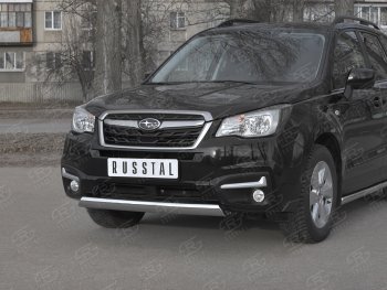 11 599 р. Защита переднего бампера (Ø75x42 мм, нержавейка) Russtal Subaru Forester SJ рестайлинг (2016-2019)  с доставкой в г. Майкоп. Увеличить фотографию 2