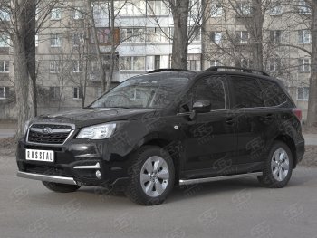 11 599 р. Защита переднего бампера (Ø75x42 мм, нержавейка) Russtal Subaru Forester SJ рестайлинг (2016-2019)  с доставкой в г. Майкоп. Увеличить фотографию 4