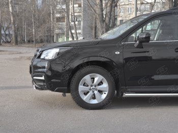 11 599 р. Защита переднего бампера (Ø75x42 мм, нержавейка) Russtal Subaru Forester SJ рестайлинг (2016-2019)  с доставкой в г. Майкоп. Увеличить фотографию 3