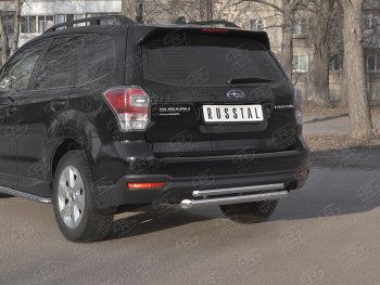 18 999 р. Защита заднего бампера (2 трубы Ø63 и 42 мм, нержавейка) SLITKOFF Subaru Forester SJ рестайлинг (2016-2019)  с доставкой в г. Майкоп. Увеличить фотографию 2