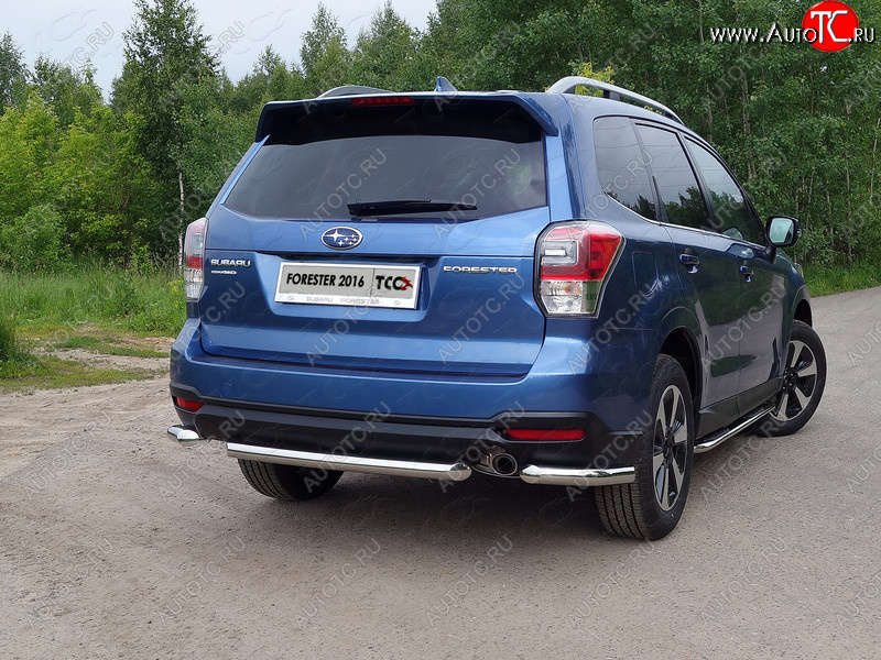 17 649 р. Защита заднего бампера (уголки) ТСС 60,3мм Subaru Forester SJ рестайлинг (2016-2019) (короткие, под брызговики)  с доставкой в г. Майкоп